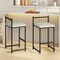 Set of 2 Stack-able Counter-Height Bar Stools with PU Leather & Footrest